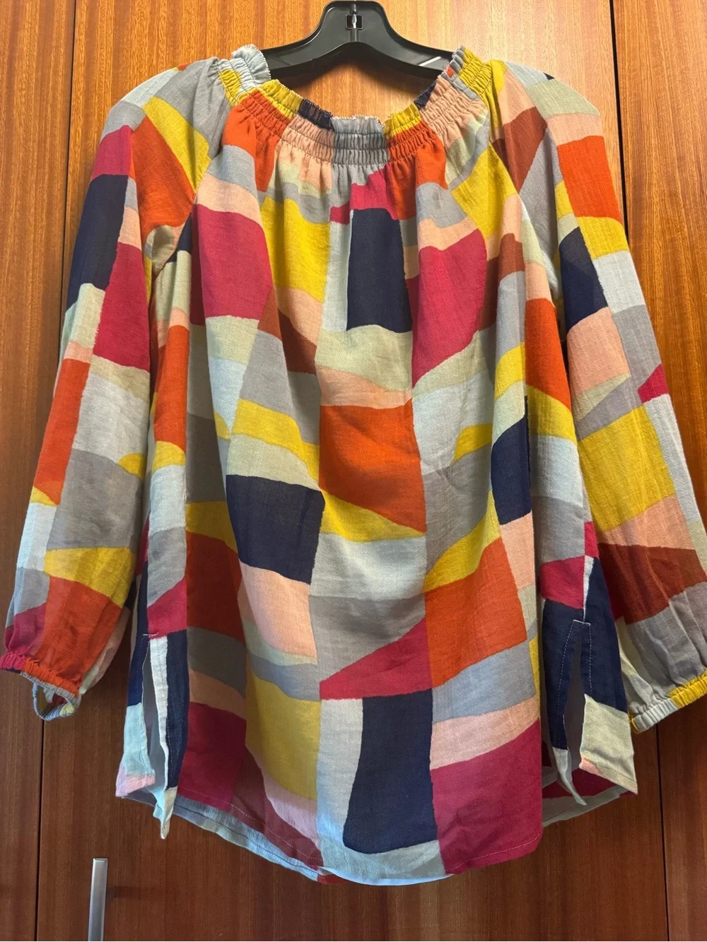 Tory Burch Multicolor Mosaic Smocked Blouse